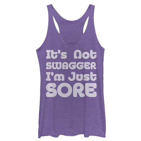 Women's CHIN UP Not Swagger Just Sore Racerback Tank Top Purple Heather Large
