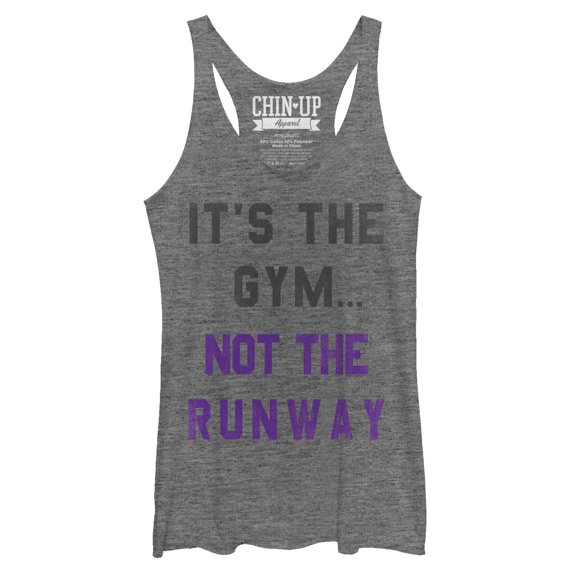 Women's CHIN UP Not the Runway Racerback Tank Top Gray Heather Small