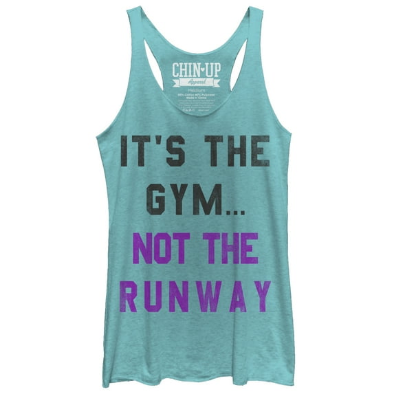 Women's CHIN UP Not the Runway Racerback Tank Top Tahiti Blue X Large
