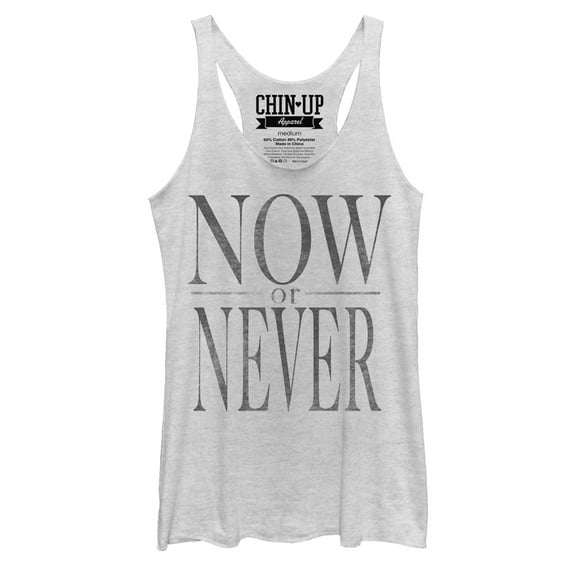 Women's CHIN UP Now or Never Racerback Tank Top White Heather Medium