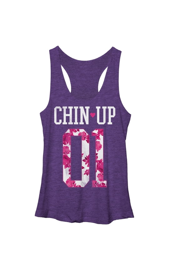 Women's CHIN UP Number One Racerback Tank Top Purple Heather Small