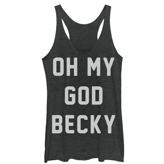 Women's CHIN UP Oh My God Becky Racerback Tank Top Black Heather Large