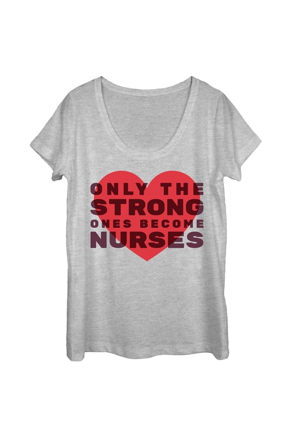 Women's CHIN UP Only the Strong Become Nurses Scoop Neck Athletic Heather Large