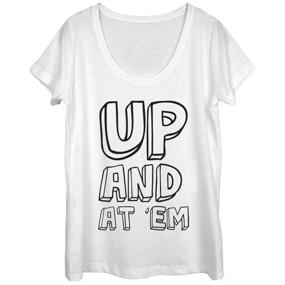 Women's CHIN UP Outline Up and At Em  Scoop Neck White 2X Large