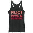 thumbnail image 1 of Women's CHIN UP Peace Love and Nursing  Racerback Tank Top Black Heather Large, 1 of 3