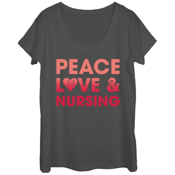 Women's CHIN UP Peace Love and Nursing Scoop Neck Charcoal 2X Large