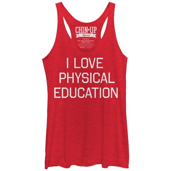 Women's CHIN UP Physical Education Racerback Tank Top Red Heather X Large