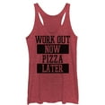 thumbnail image 1 of Women's CHIN UP Pizza Later  Racerback Tank Top Red Heather Large, 1 of 3