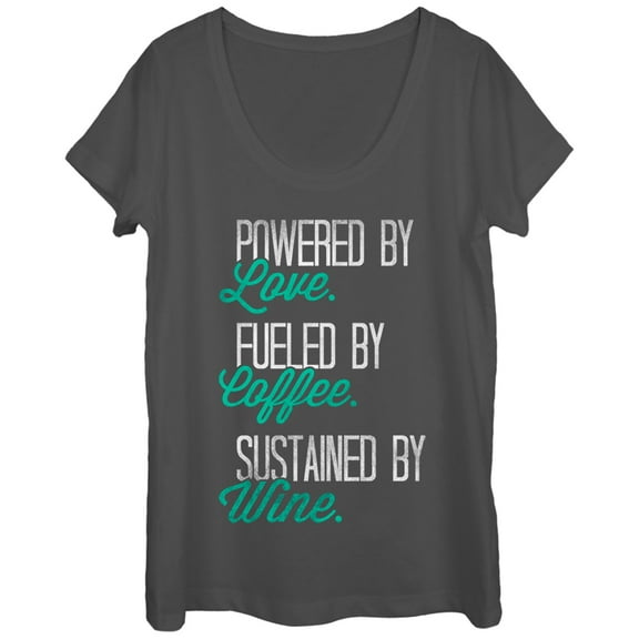 Women's CHIN UP Powered by Love Fueled by Coffee  Scoop Neck Charcoal Small