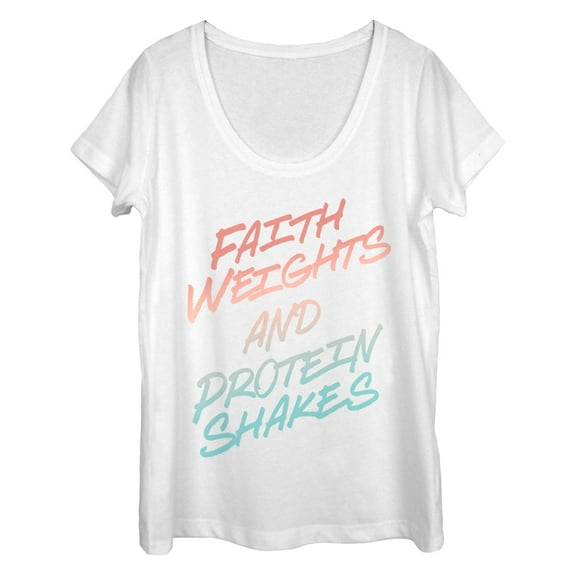 Women's CHIN UP Protein Shake Trio  Scoop Neck White 2X Large