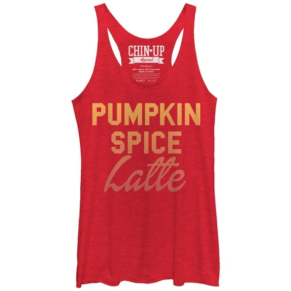 Women's CHIN UP Pumpkin Spice Latte Racerback Tank Top Red Heather Large