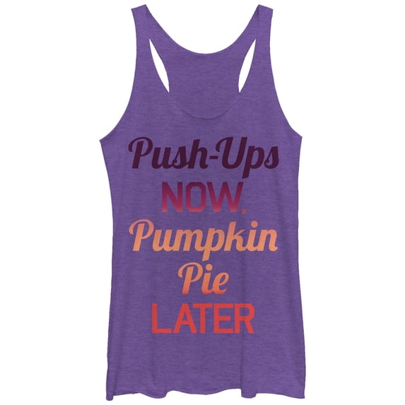 Women's CHIN UP Push-Ups and Pumpkin Pie Racerback Tank Top Purple Heather Medium