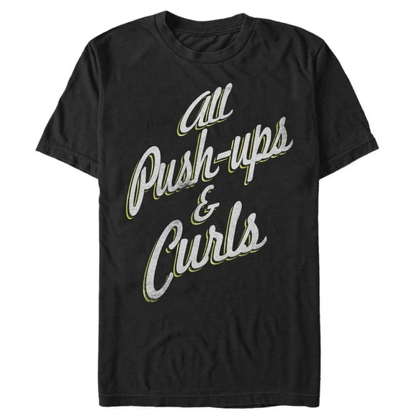 Women's CHIN UP Push-ups and Curls  Boyfriend Graphic Tee Black X Large