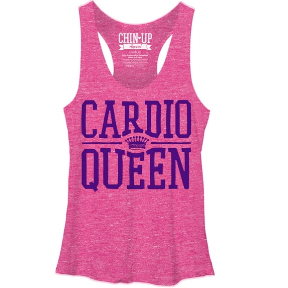 Women's CHIN UP Queen of Cardio Racerback Tank Top Pink Heather Small