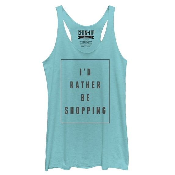 Women's CHIN UP Rather Be Shopping Racerback Tank Top Tahiti Blue Medium