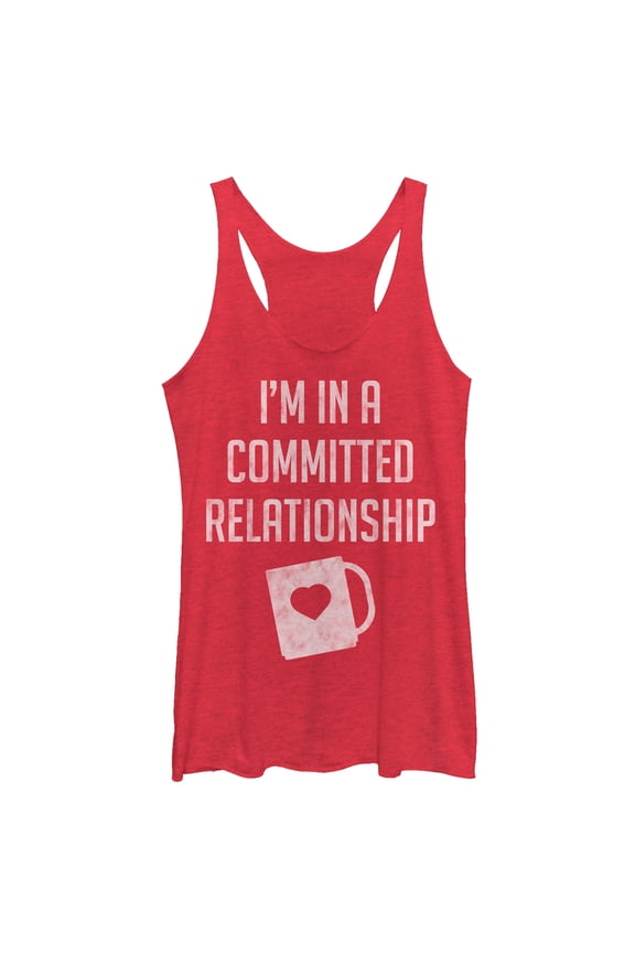 Women's CHIN UP Relationship With Coffee Racerback Tank Top Red Heather X Large