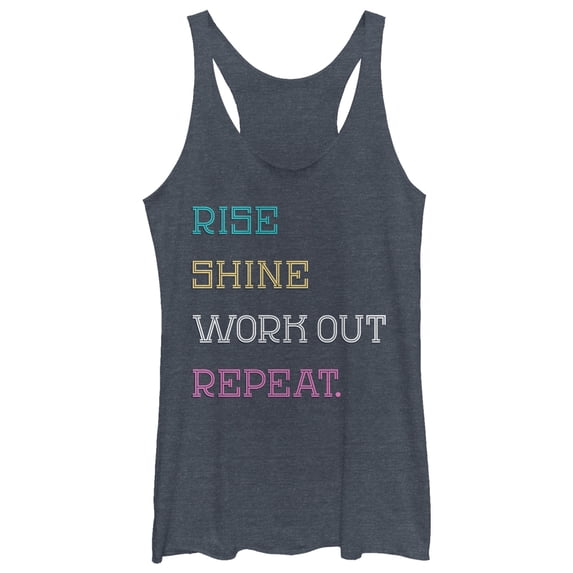 Women's CHIN UP Rise Shine Repeat Racerback Tank Top Navy Blue Heather Medium