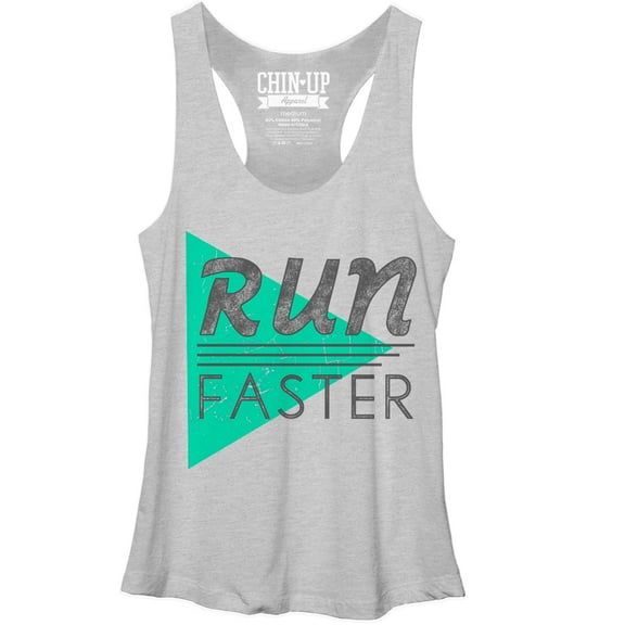 Women's CHIN UP Run Faster Racerback Tank Top White Heather Large