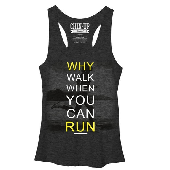 Women's CHIN UP Runner Racerback Tank Top Black Heather Small