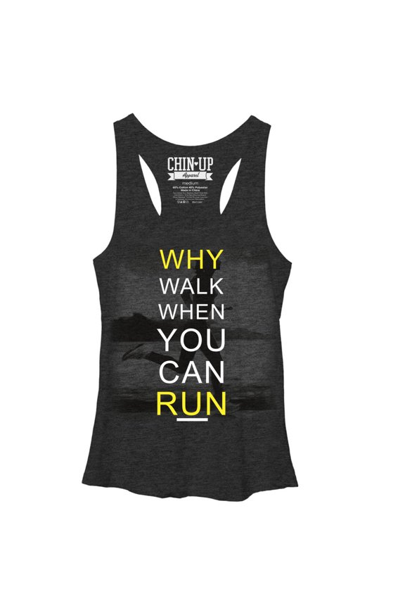 Women's CHIN UP Runner  Racerback Tank Top Black Heather X Large