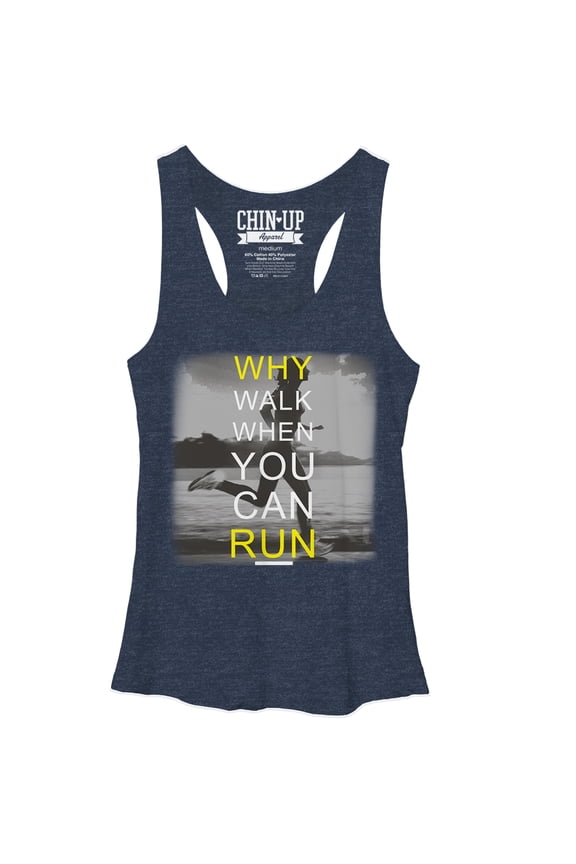 Women's CHIN UP Runner Racerback Tank Top Navy Heather X Large