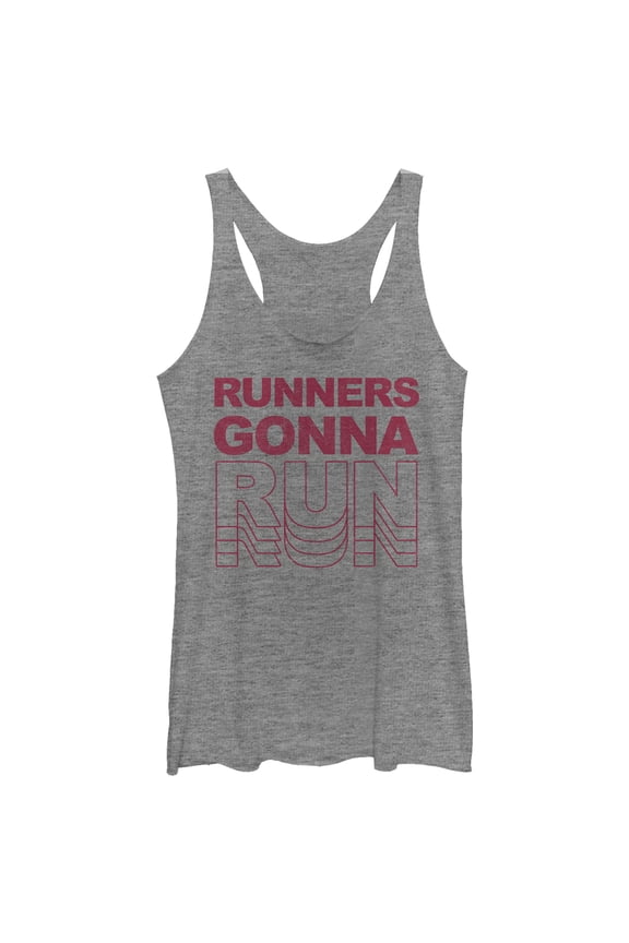 Women's CHIN UP Runners Gonna Run Racerback Tank Top Gray Heather X Large