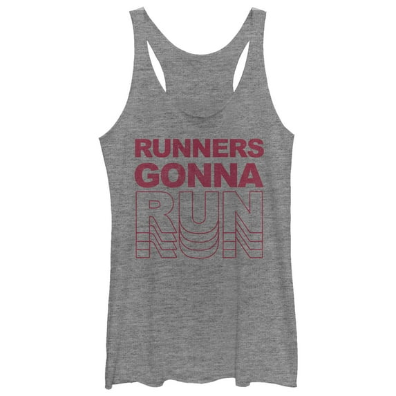 Women's CHIN UP Runners Gonna Run Racerback Tank Top Gray Heather X Small