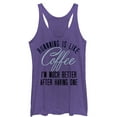 thumbnail image 1 of Women's CHIN UP Running is Like Coffee Racerback Tank Top Purple Heather Large, 1 of 3