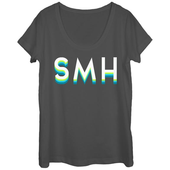 Women's CHIN UP SMH Shake My Head  Scoop Neck Charcoal X Large