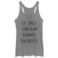 thumbnail image 1 of Women's CHIN UP Sarcasm Burns Calories Racerback Tank Top Gray Heather Small, 1 of 3
