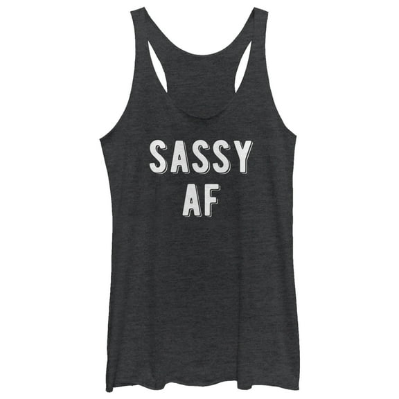 Women's CHIN UP Sassy AF Racerback Tank Top Black Heather Large