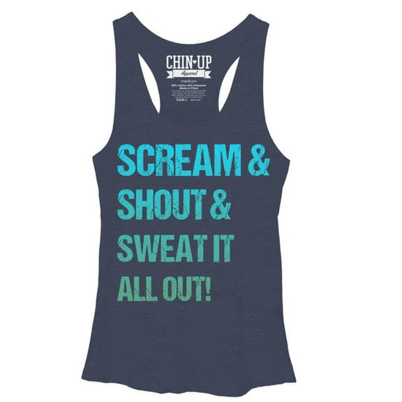 Women's CHIN UP Scream and Shout  Racerback Tank Top Navy Heather Small