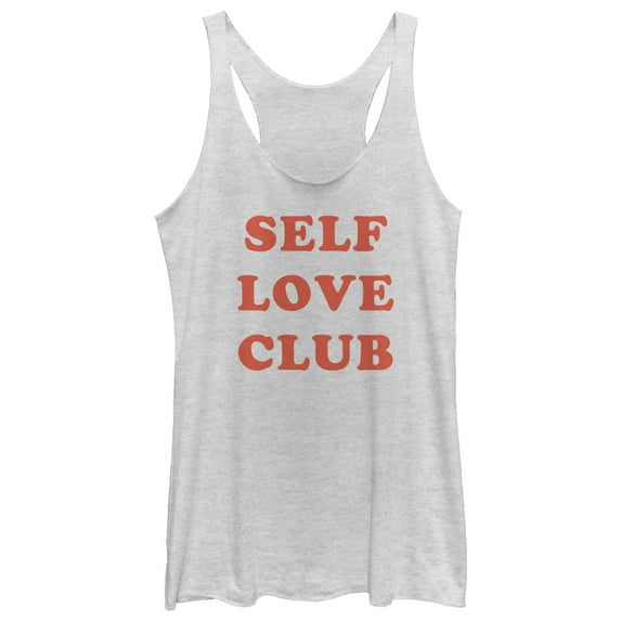 Women's CHIN UP Self Love Club Racerback Tank Top White Heather Medium