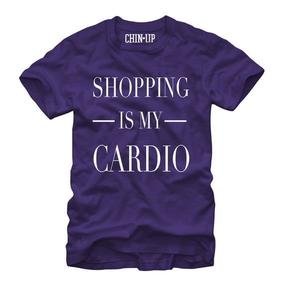Women's CHIN UP Shopping is My Cardio Boyfriend Graphic Tee Purple 2X Large