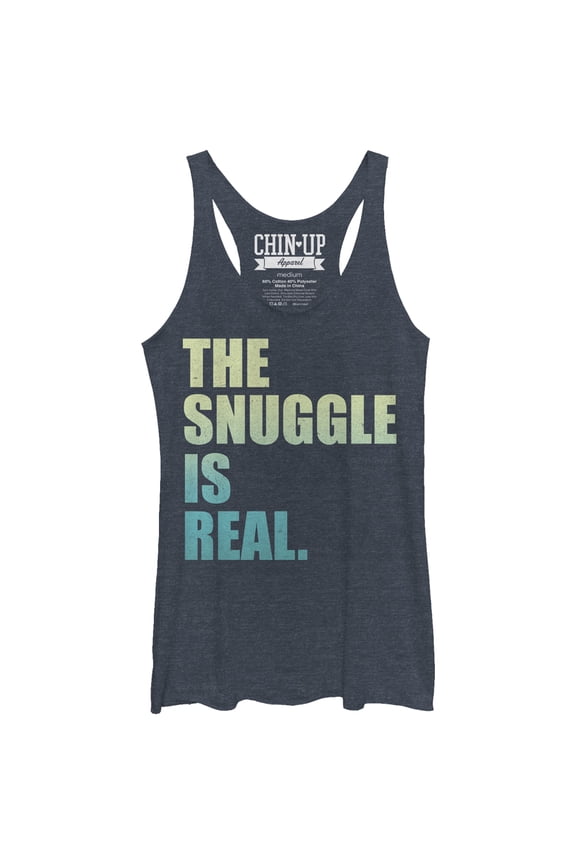 Women's CHIN UP Snuggle Real Racerback Tank Top Navy Blue Heather Medium
