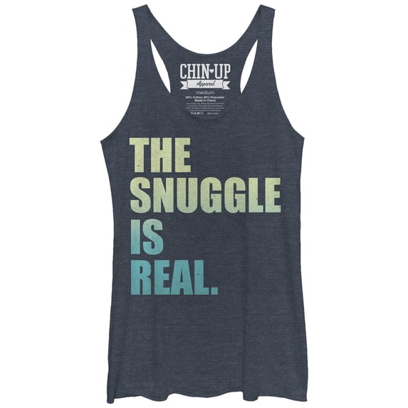 Women's CHIN UP Snuggle Real Racerback Tank Top Navy Blue Heather Small