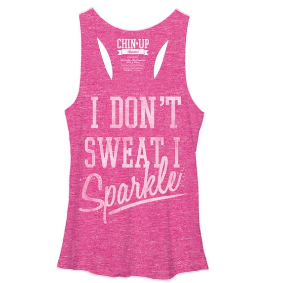 Women's CHIN UP Sparkle Racerback Tank Top Pink Heather Small