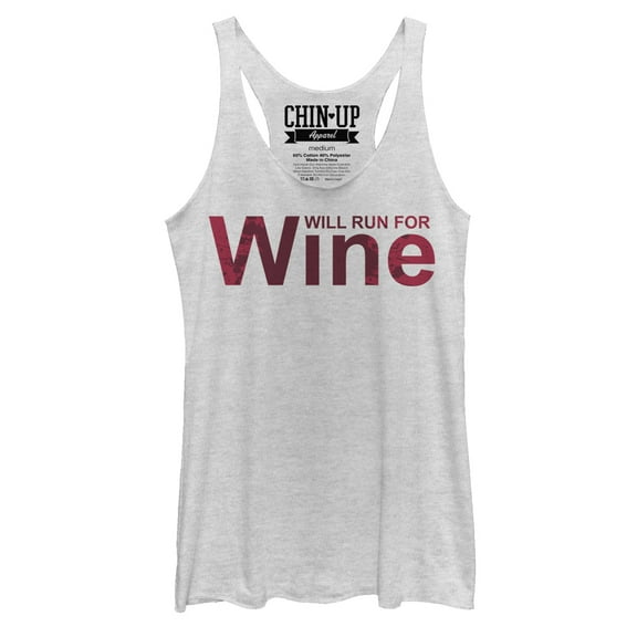Women's CHIN UP Splatter Will Run for Wine  Racerback Tank Top White Heather X Large