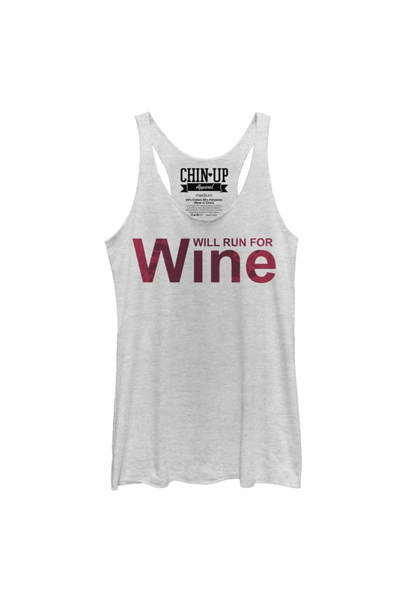 Women's CHIN UP Splatter Will Run for Wine Racerback Tank Top White Heather X Large