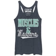 thumbnail image 1 of Women's CHIN UP Sporty Muscles and Mascara Racerback Tank Top Navy Heather Medium, 1 of 3