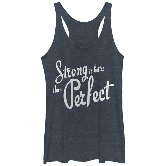 Women's CHIN UP Strong is Better than Perfect  Racerback Tank Top Navy Blue Heather Large