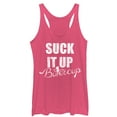 thumbnail image 1 of Women's CHIN UP Suck it up Buttercup  Racerback Tank Top Pink Heather Small, 1 of 3