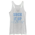 thumbnail image 1 of Women's CHIN UP Suck it up Buttercup  Racerback Tank Top White Heather Small, 1 of 3