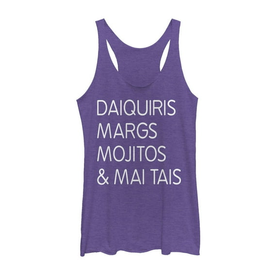 Women's CHIN UP Summer Cocktail Menu Racerback Tank Top Purple Heather Large