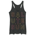 thumbnail image 1 of Women's CHIN UP Sun Salute Racerback Tank Top Black Heather X Small, 1 of 3