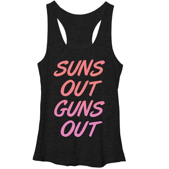 Women's CHIN UP Sun's Out Guns Out  Racerback Tank Top Black Heather Large
