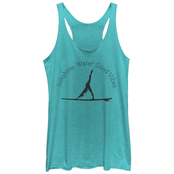 Women's CHIN UP Sunshine Water Yoga Racerback Tank Top Tahiti Blue Large