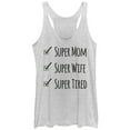 thumbnail image 1 of Women's CHIN UP Super Mom Super Tired Racerback Tank Top White Heather Large, 1 of 3