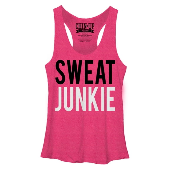 Women's CHIN UP Sweat Junkie Racerback Tank Top Pink Heather Large