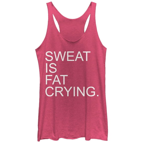 Women's CHIN UP Sweat is Fat Crying  Racerback Tank Top Pink Heather Large